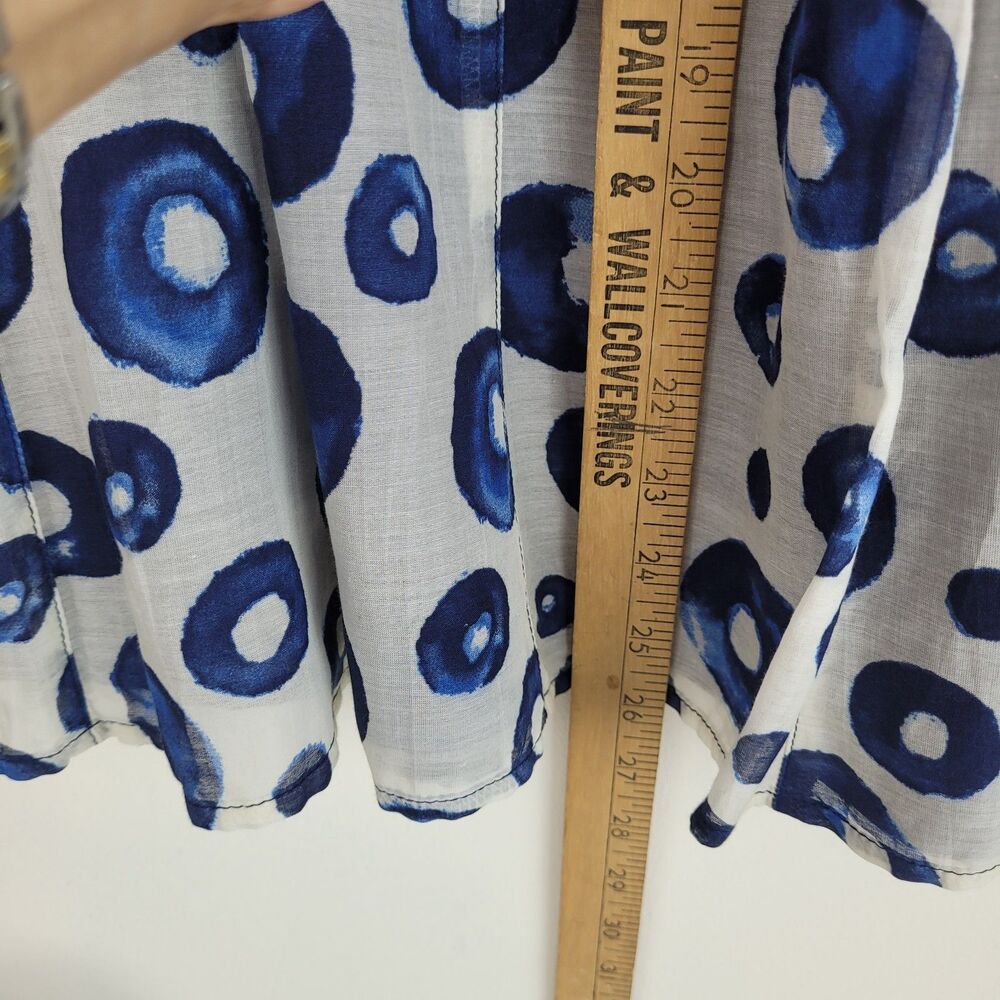Gérard Darel Women's White Blue A-line Flare Skirt 6 cotton silk artsy party - Picture 3 of 10